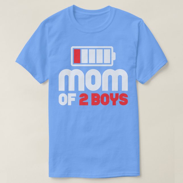 Camiseta Mãe de 2 rapazes Dia de as mães Engraçado (Frente do Design)