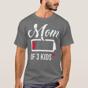 Camiseta Mãe de 3 crianças com bateria baixa