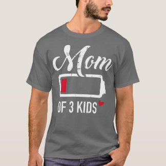 Camiseta Mãe de 3 crianças com bateria baixa