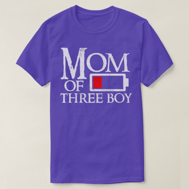 Camiseta Mãe de 3 garotos com pouca bateria engraçada (Frente do Design)