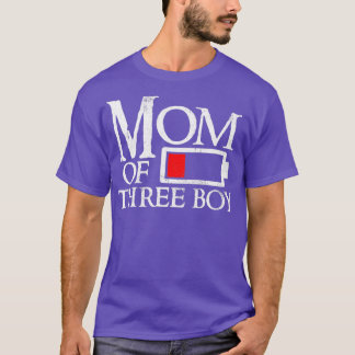 Camiseta Mãe de 3 garotos com pouca bateria engraçada