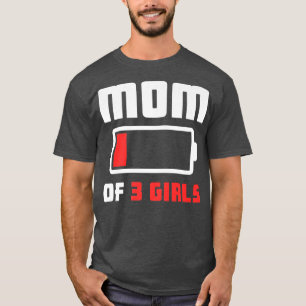 Camiseta Mãe de 3 Meninas Engraçadas Dia de as mães Premium