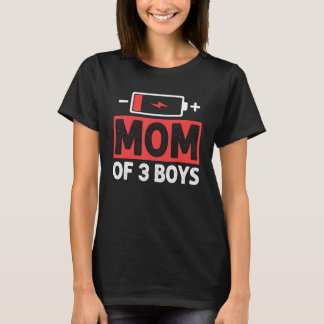 Camiseta Mãe De 3 Meninos Bateria Fraca Mamãe Dia Das Mães