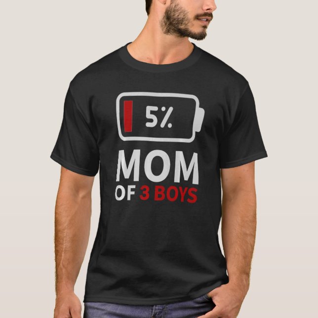 Camiseta Mãe de 3 Meninos, humor de família de mãe cansado  (Frente)