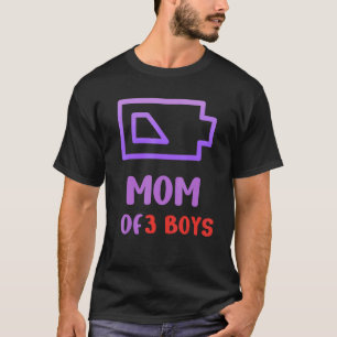 Camiseta Mãe De 3 Rapazes, Aniversário De Dia de as mães