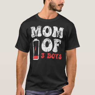 Camiseta Mãe De 3 Rapazes Dia de as mães