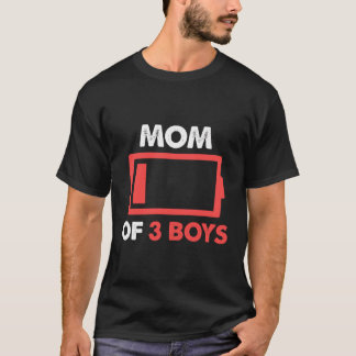 Camiseta Mãe De 3 Rapazes Presentes De Nascimento De Dia de