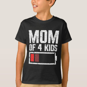Camiseta Mãe de 4 filhos bateria baixa mamãe de 4 filhos mã
