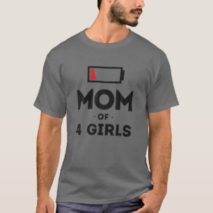 Camiseta Mãe De 4 Meninas Roupas Presentes Para A Mãe Esp