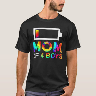 Camiseta Mãe de 4 Meninos Dia das Mães 2022 Quatro Filhos M