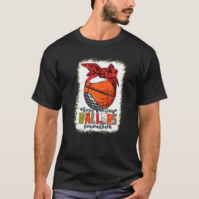 Camiseta Mãe de Ambos Basquete Golfe Ocupada Criando Atleta (Frente)
