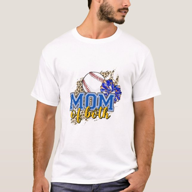 Camiseta Mãe De Ambos Beisebol Mãe Saúde Mãe Leopardo Impre (Frente)