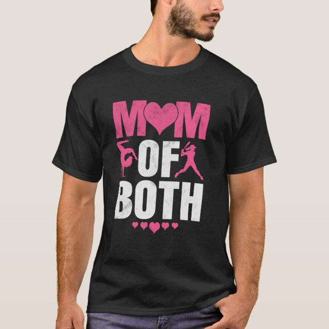 Camiseta Mãe de Ambos Funny Baseball Ginástica Mãe Mães  (Frente)