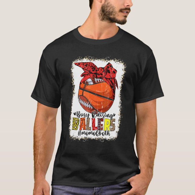 Camiseta Mãe De Ambos Futebol De Basquete Ocupado Para Leva (Frente)