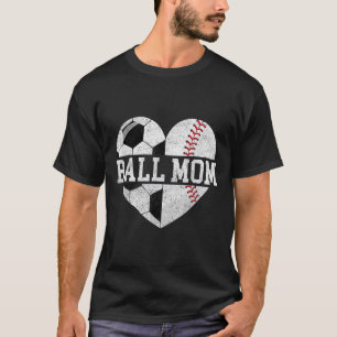 Camiseta Mãe De Ambos Os Esportes Do Coração Baseball Mãe M
