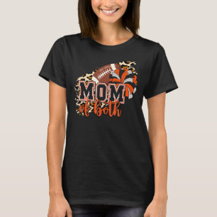 Camiseta Mãe de Ambos os Futebol Cheer Orange Black Pom Leo