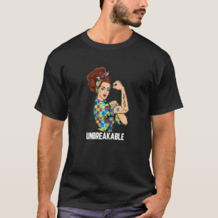 Camiseta Mãe de Autismo Feminino Inquebrantável Rosie A Reb
