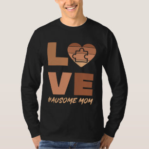 Camiseta Mãe de Autismo Negro Mãe Ausome Peça do Quebra-cab