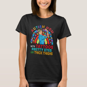 Camiseta Mãe de autista com tatuagens olhos bonitos orgulho
