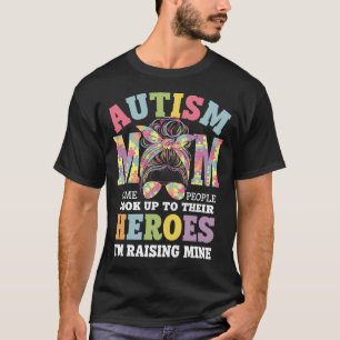 Camiseta Mãe de Autista Criando Herói Coque Desarrumado Aut