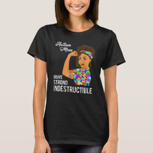 Camiseta Mãe de Autista Indestrutível Fita de Puzzle Autist