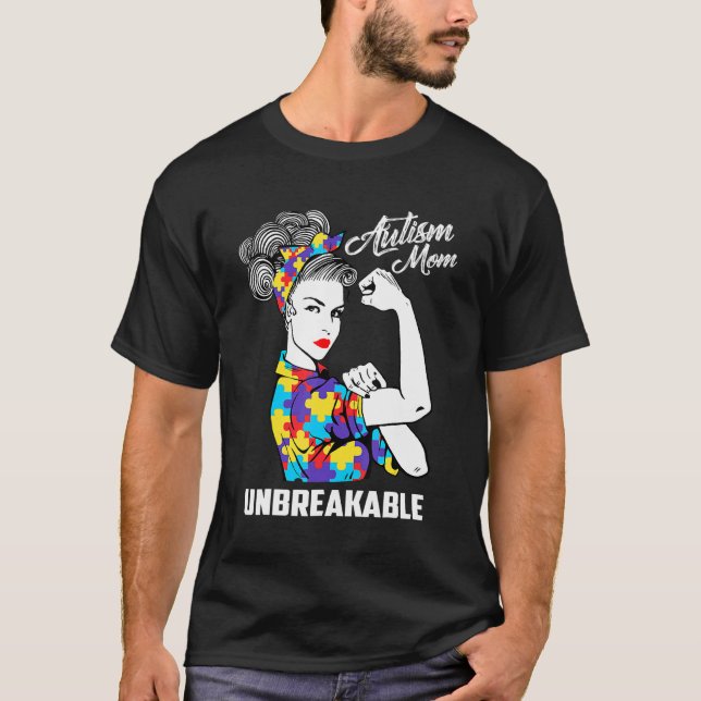 Camiseta Mãe de Autista Inquebrantável   Conscientização do (Frente)