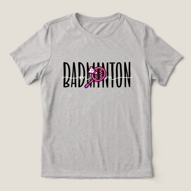 Camiseta Mãe de Badminton  Texto em Camadas Negrito (Design frontal)