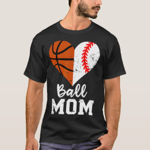 Camiseta Mãe de Ball Heart Divertido Baseball Basball Mãe