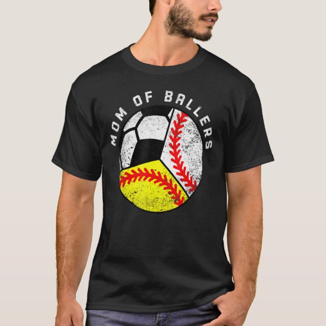 Camiseta Mãe De Ballers Baseball Softball Soccer (Frente)