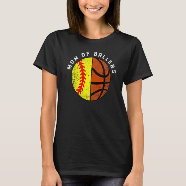 Camiseta Mãe De Ballers De Basquete De Softball (Frente)