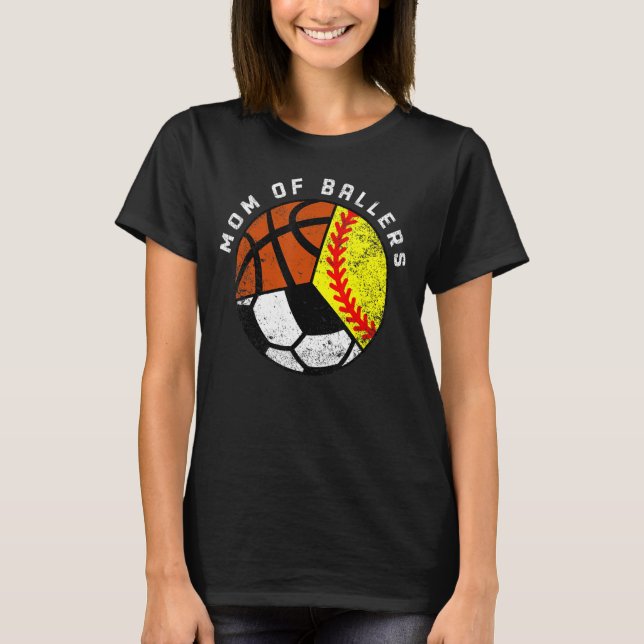 Camiseta Mãe De Ballers De Futebol De Softball Mãe (Frente)