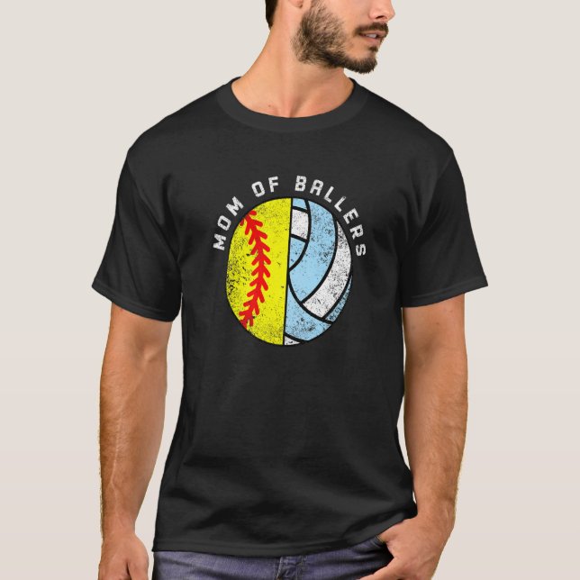 Camiseta Mãe De Ballers De Voleibol De Softball (Frente)