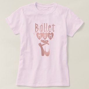Camiseta Mãe de Ballet Rosa Dourado Estrelas & Corações