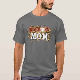 Camiseta Mãe de Baseball Mãe Leopardo Amante de Baseball Mã