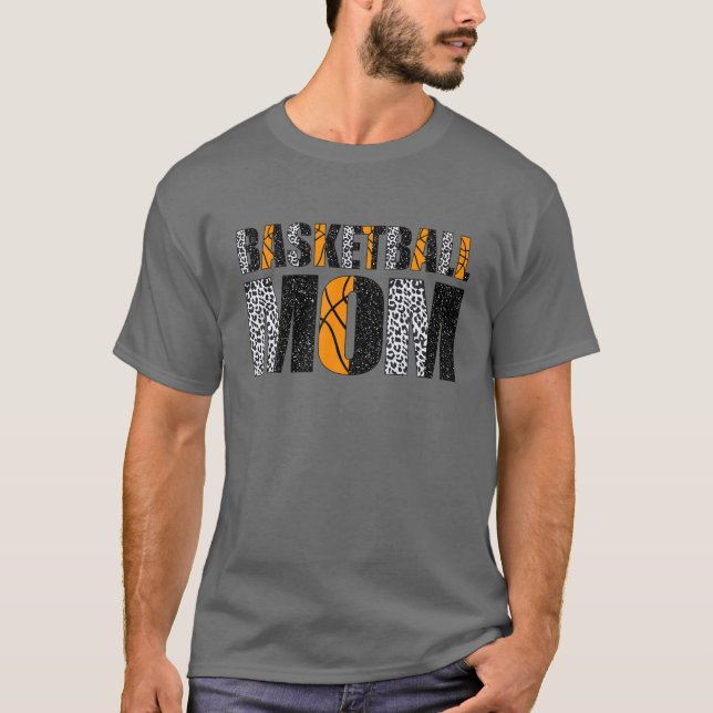 Camiseta Mãe de basquete Dia de as mães de Teto Leopard (Frente)