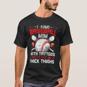 Camiseta Mãe de Beisebol com Tatuagens e Olhos Bonitos que