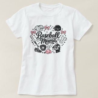 Camiseta Mãe de Beisebol Rosa Fofa - Dia de Jogo E