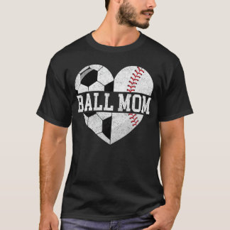 Camiseta Mãe de Bola Coração Engraçado Baseball Futebol Mãe