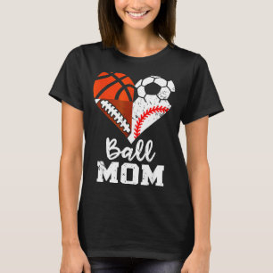 Camiseta Mãe de Bola Coração Engraçado Futebol Basquete Bei