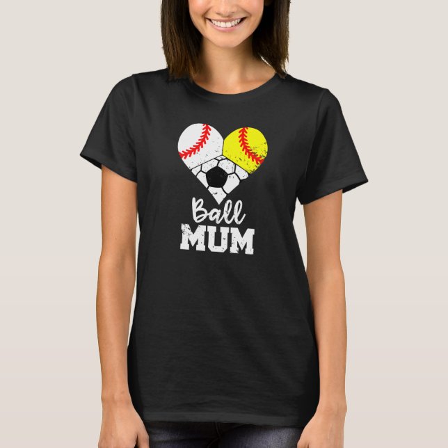 Camiseta Mãe de bola de Mãe de bola de beisebol de bola de  (Frente)