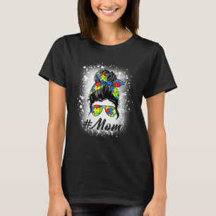 Camiseta Mãe de Cabelo Desgrenhado Autismo Puzzle Conscient