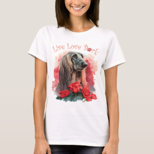 Camiseta Mãe de Cachorro Afghan Hound Floral