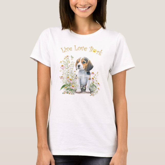 Camiseta Mãe de Cachorro Beagle Floral (Frente)