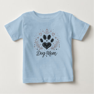 Camiseta Mãe de Cachorro Bebê Toddler Pata Coração