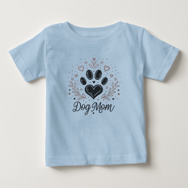 Camiseta Mãe de Cachorro Bebê Toddler Pata Coração (Frente)