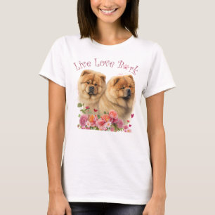Camiseta Mãe de Cachorro Chow Chow Floral