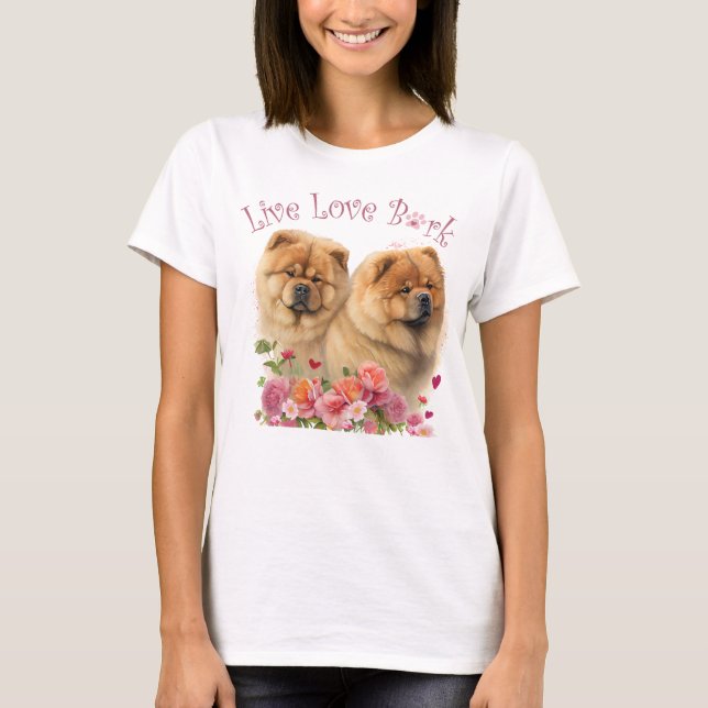 Camiseta Mãe de Cachorro Chow Chow Floral (Frente)