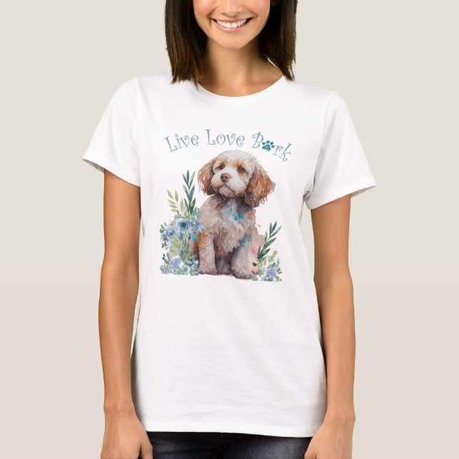 Camiseta Mãe de Cachorro Cockapoo Floral (Frente)