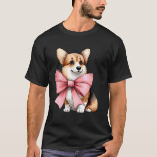Camiseta Mãe de Cachorro Corgi com Laço Coquette Fita Rosa
