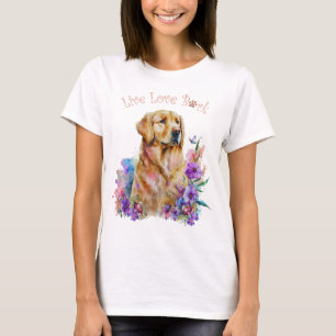 Camiseta Mãe de Cachorro Golden Retriever Floral